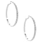G by GUESS Large Silver Rhinestone Hoop Earrings, SILVER