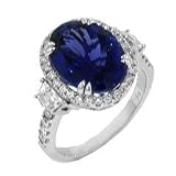 7.44 ct. tw. 18k White Gold Oval Cut Genuine Fine Quality Deep Rich Color Tanzanite and Fancy Cut Diamond Ring with 5 Year Warranty and Manufacturers Appraisal