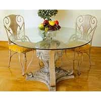 Gold Round Glass Dining Table And 4 Chairs