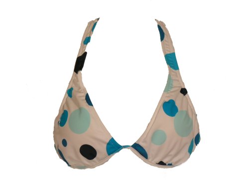 Island Soul Blue Dot Padded Halter Bikini Top W/underwire (Medium)