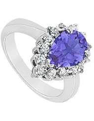 Sapphire and Diamond Ring 14K White Gold - 1.50 CT TGW