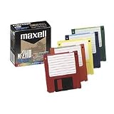 Maxell 3-1/2' Diskettes, PC Format, 1.44MB, DS-HD, 10/BX, Assorted Clr.