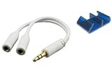 Premium Universal 3.5mm Plug Audio Stereo Headphone Headset Mini Dual Jack Splitter for AT&T Apple Iphone 2G (1G) / 3G / 3GS / 3G S (Package Includes a Universal Horizontal Phone Stand Holder)