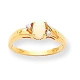 14k .02ct Diamond & Opal BirthStone Ring