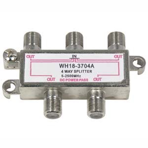 InstallerParts 4Way 2.5GHz Satellite Splitter DC Power Pass