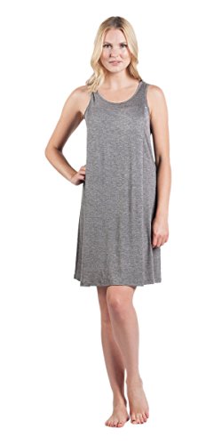 Savi Mom Discreet Maternity/Nursing Breastfeeding Sleeveless Nightgown (Large, Heather Gray)