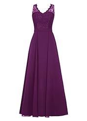 V-neck Lace Chiffon Evening Dress/Bridesmaid Dress/Wedding Party Dress 
