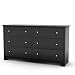 South Shore Vito Collection 6-Drawer Double Dresser, Black
