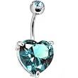 March 14mm Heart Solitaire Birthstone Belly Ring