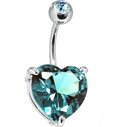 March 14mm Heart Solitaire Birthstone Belly Ring