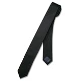 SILK Narrow NeckTie EXTRA Skinny BLACK Thin Men's Neck Tie