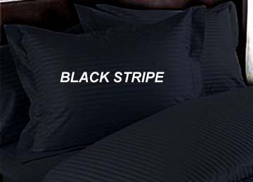 MARRIKAS 300TC Egyptian Cotton PillowCase Pair (2) STANDARD BLACK STRIPE