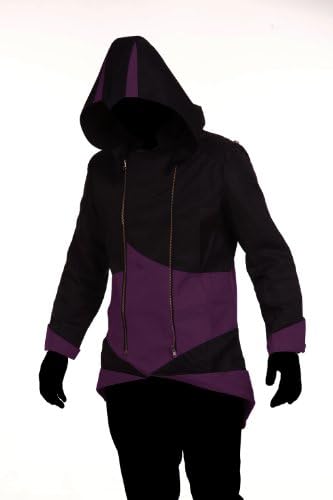 1stvital Cosplay Costume Uniform Jacket Zipper Coat,Black & Purple (Child-L)