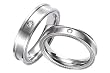 Momento[1d] Milgrained Dual Finish Comfort Fit Titanium Ring with Centered Diamond (Size 4.0 - 8.0)