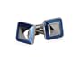 Reflective Blue Square Enamel Cufflinks in Silver with Gift Box