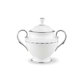 Lenox Grand Central Bone China Platinum Banded Sugar Bowl by Lenox