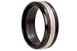 Black Titanium Ring with IP Rose Gold Crystal Hammered Center