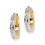14k Diamond Fascination Round Hinged Hoop Earrings - Measures 16x2mm - JewelryWeb