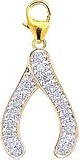 Wishbone, 14K Gold Diamond Charm