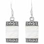 Silver Flower Genuine Mother of Pearl Vintage rectangle earrings