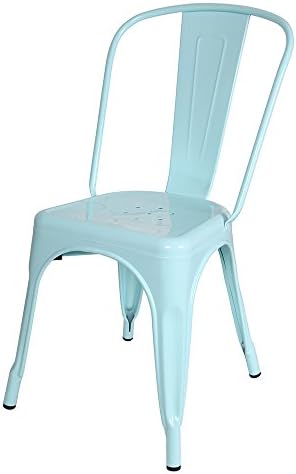 Design Tree Home Tolix Style Chair, Blue Galvanized Steel