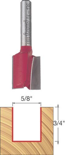 Freud 04-136 5/8-Inch Diameter by 3/4-Inch Double Flute Straight Router Bit with 1/4-Inch Shank