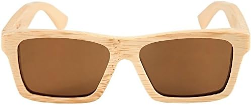 Swell Vision Male Natural Bamboo Wood with Amber Lens Rectangular 52mm Polarized Sunglasses
