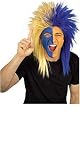 DELUXE SPORTS FAN FOOTBALL TEAM WIG - BLUE AND GOLD COLORS