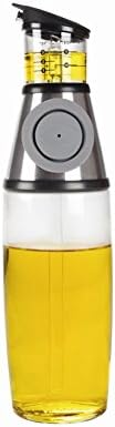Galleany Glass Bottle Olive Oil Dispenser &amp; Vinegar Dispenser with Press and Measure 500 ml (Grey)