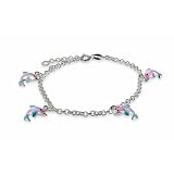 Children's Charm Bracelet with Pink and Blue Dolphin Charms