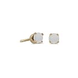 14k Yellow Gold Round Opal Stud Earrings