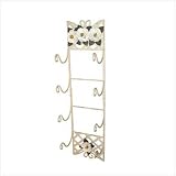 WHITE METAL BATHROOM TOWEL RACK FLORAL BATH ROOM HOOKS