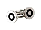 Bold Silver & Black Bulls Eye Cufflinks with Presentation Box