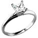 1/2 Carat Princess Cut Diamond Solitaire Ring in 14K White Gold