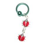 Titanium captive ring with Lady Bugs belly button ring