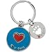 Heart U Back Sterling Silver Light Blue and Red Heart Companion Key Ring