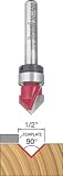 Freud 20-502 1/2-Inch Diameter 90-Degree Top Bearing V-Grooving Router Bit with 1/4-Inch Shank