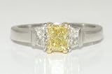 Natural Fancy Intense Yellow Diamond Ring