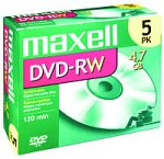 Maxell 5-Pack 4.7GB/120-Minute DVD-RWs (635120)