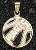 Pittsburgh Pirates Solid 14K Gold Pierced Baseball Pendant