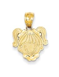 Genuine IceCarats Designer Jewelry Gift 14K Polished Girl Head Pendant