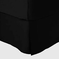 MARRIKAS 650TC Egyptian Cotton QUEEN SOLID BLACK Duvet Cover Set With MATCHING BED SKIRT