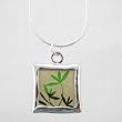 Reversible Green & Gold Leaf Pendant in Sterling Silver on a 20" Snake Chain, #9156