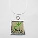 Reversible Green & Gold Leaf Square Pendant in Sterling Silver on a 20" Snake Chain, #9156
