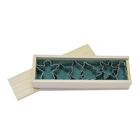R and M Mini Christmas Cookie Cutters with Wooden Gift Box by R&M