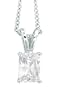 Platinum Plated Sterling Silver 7 x 5mm Emerald-Cut Cubic Zirconia Pendant