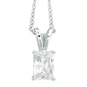 Buy Platinum Overlay Sterling Silver 7x5mm Emerald-Cut Cubic Zirconia Pendant by Amazon.com Collection
