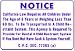 NOTICE California Law Requires All Children Under the Age of 6... 14x20 Heavy Duty Plastic Sign
