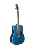 Barcelona D300 Full-Size Dreadnought Acoustic Guitar with Mahogany Back and Sides - Transparent Blue