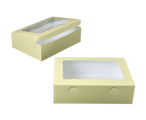 Dress My Cupcake Window Cupcake Box with Lid and Holder for 24 Mini Cupcakes, Butter Cream/White, Set of 100